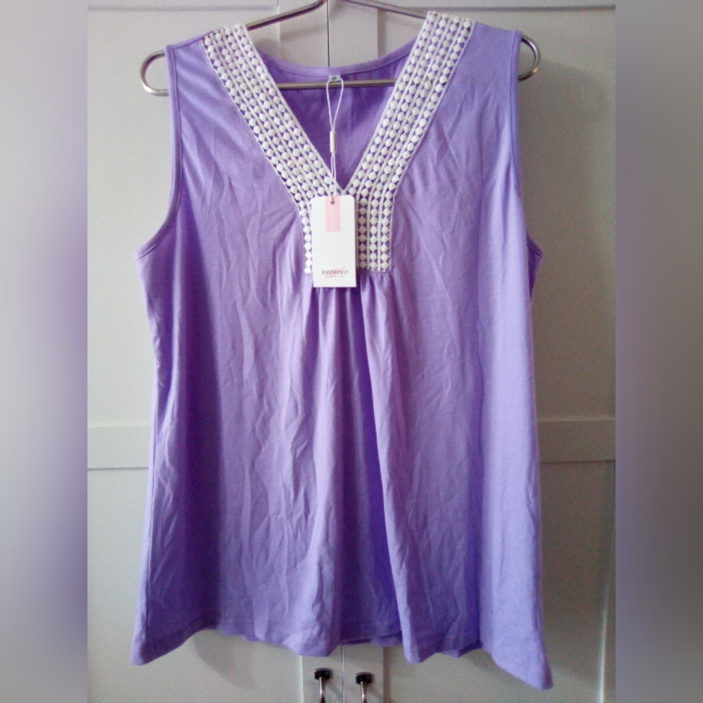 Xieerduo Fashion Purple V Neck Tank Top Sleeveless Size M NWT